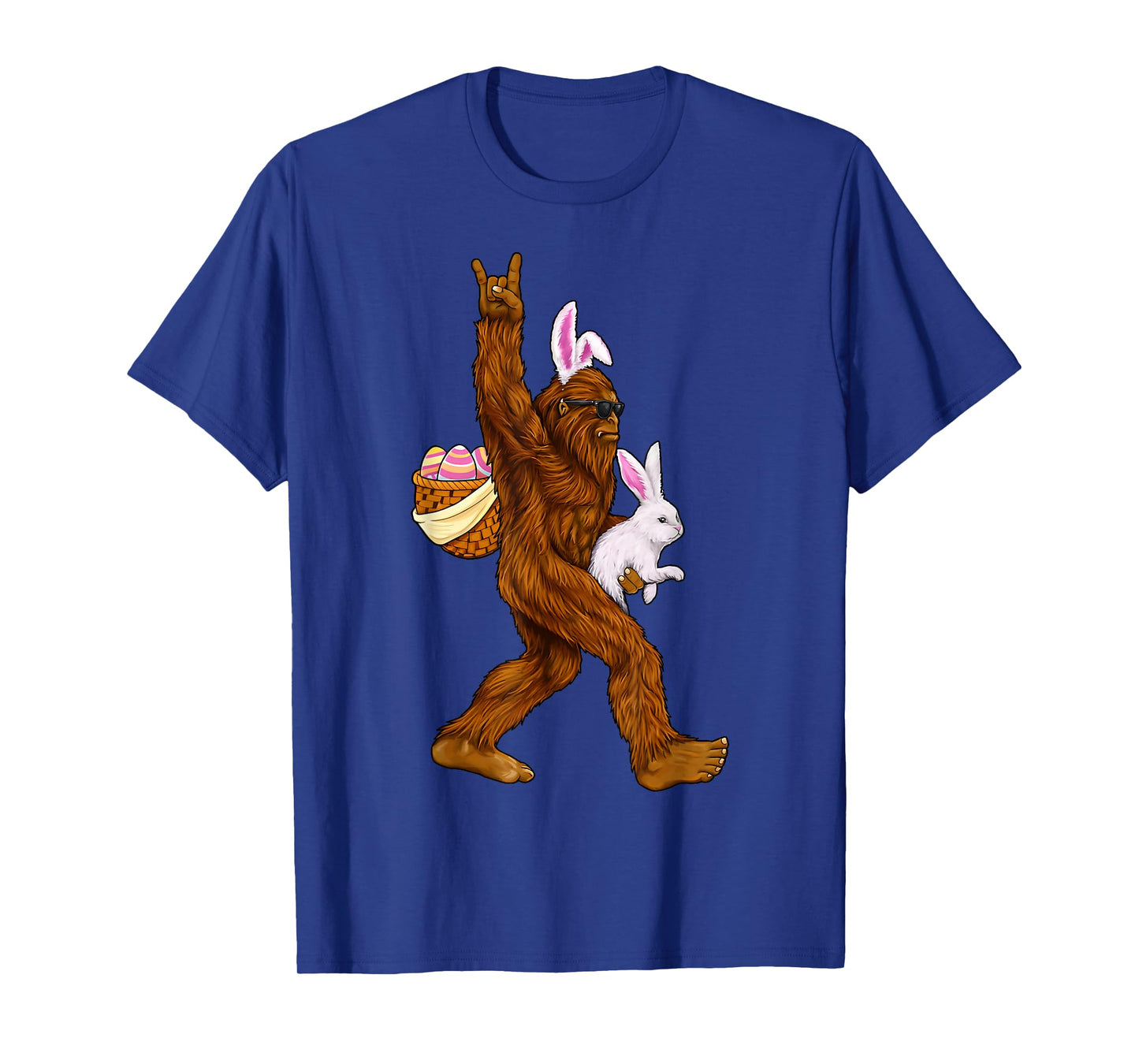 Funny Bigfoot Rock On Rabbit Easter Men Boy Kid T-Shirt