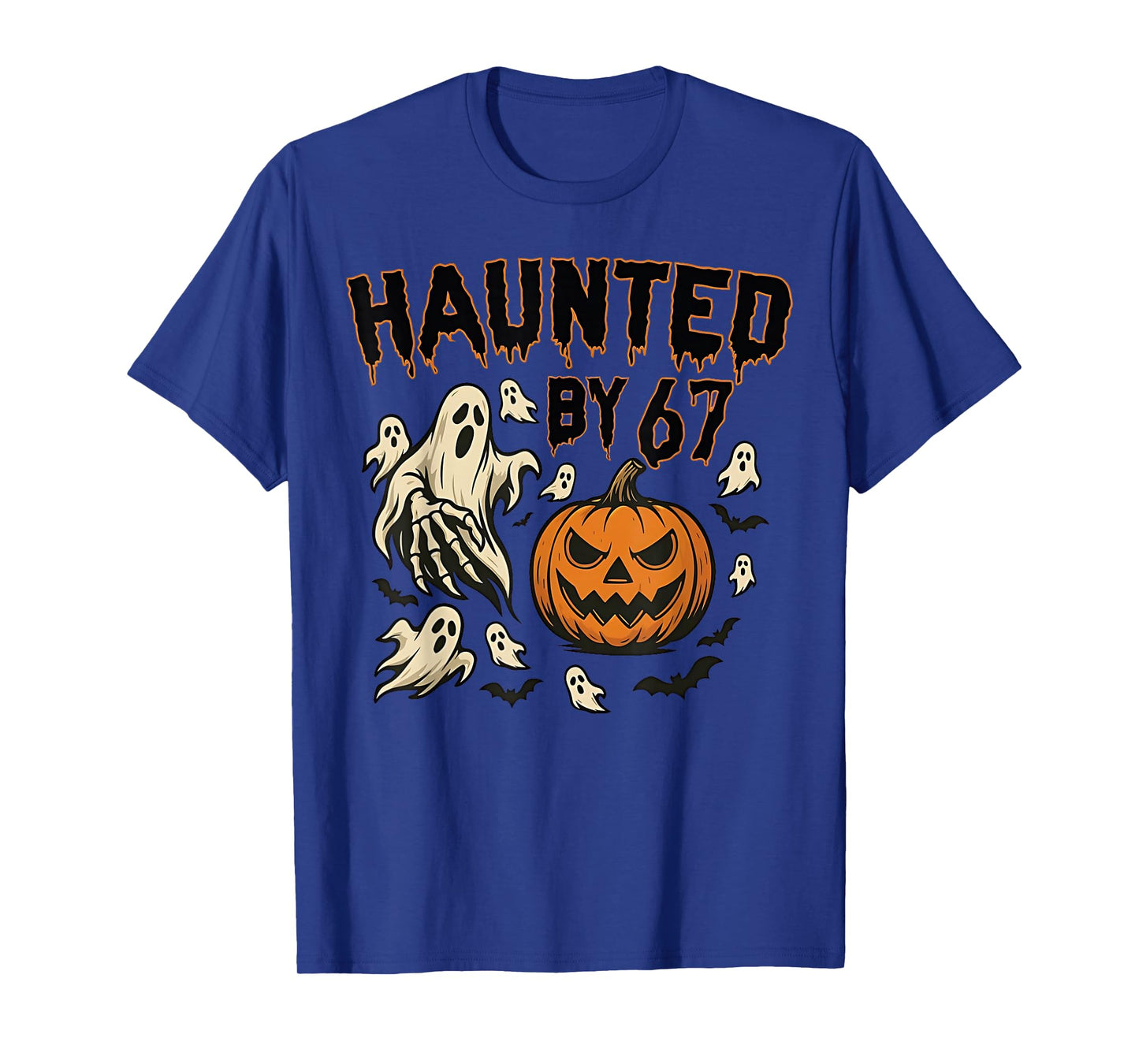 Haunted by 67 Pumpkin Ghost Meme Halloween Six Seven Kids T-Shirt