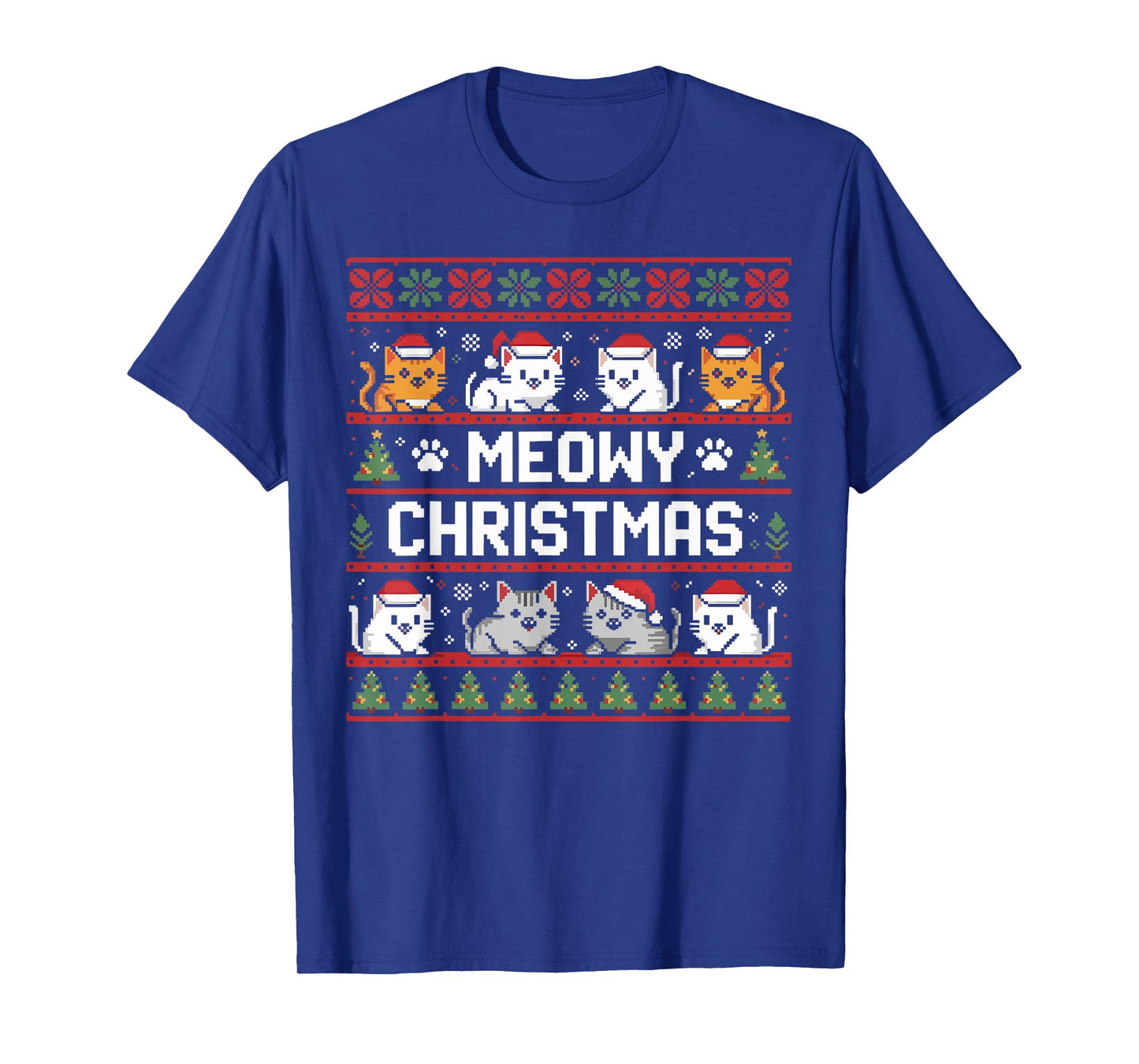 Meowy Catmas Cute Kitten Santa Hat Christmas Cat Lover T-Shirt