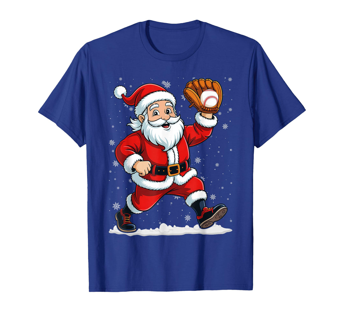 Boys Men Xmas Pitcher Santa Claus Christmas Baseball T-Shirt
