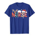 Nurse Christmas Patchwork Reindeer Santa Hat Holiday Lights T-Shirt