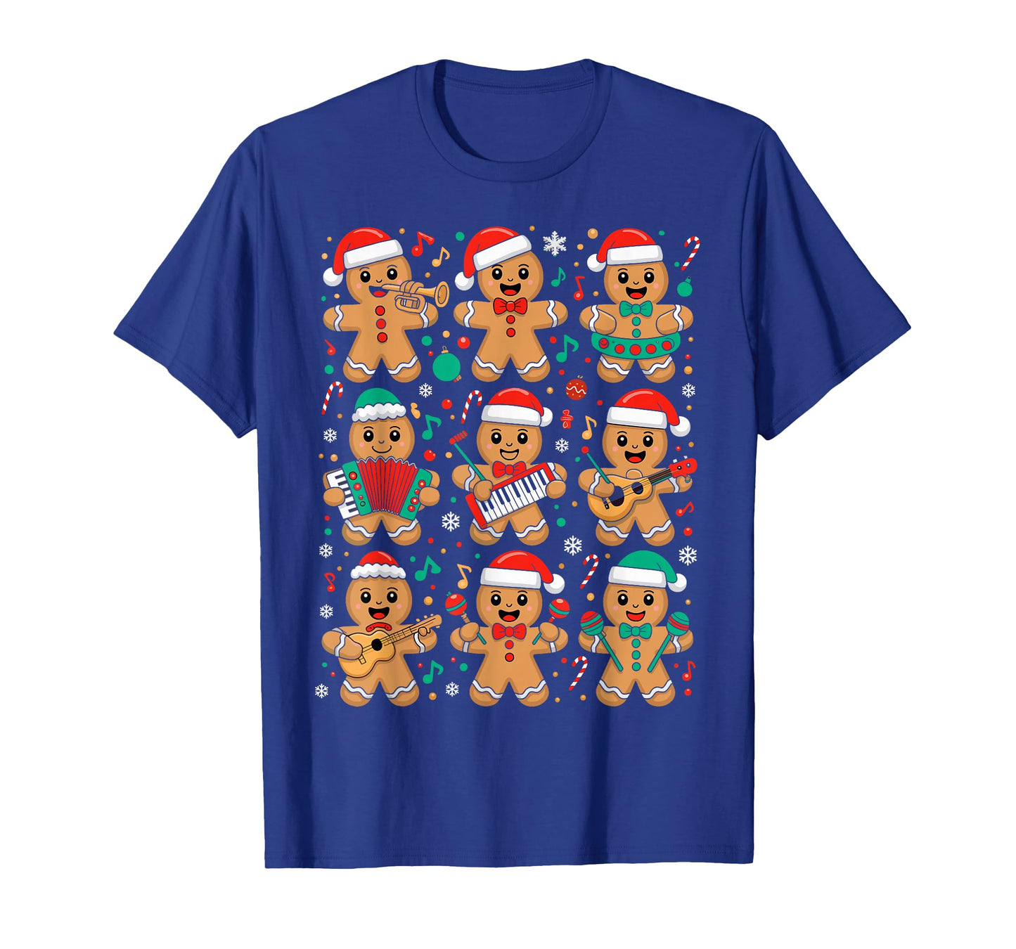 Music Teacher Christmas Gingerbread Playing Musical Musician T-Shirt