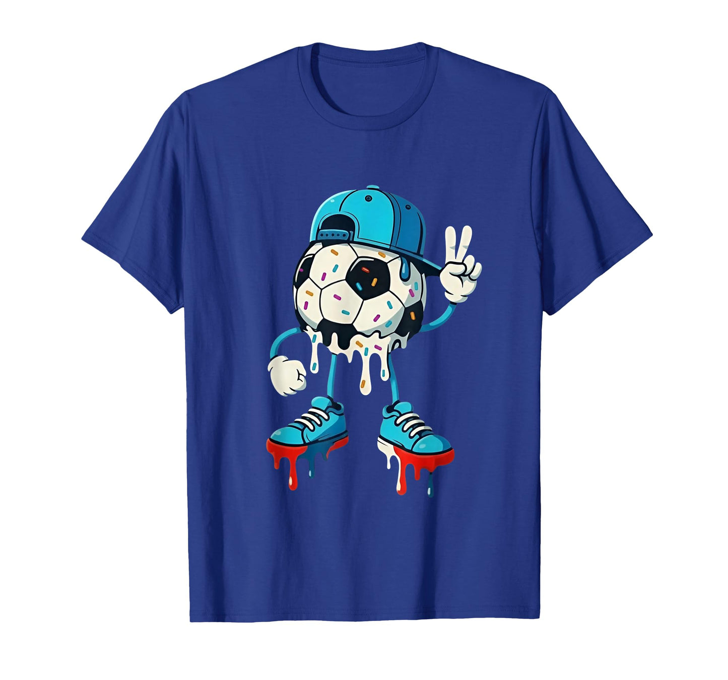 Drippy Soccer Ball Peace Hand Cool Street Art Design T-Shirt