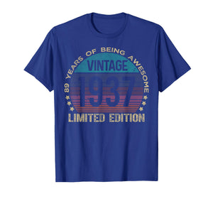 89 Year Old Gifts Vintage 1937 Limited Edition 89th Birthday T-Shirt