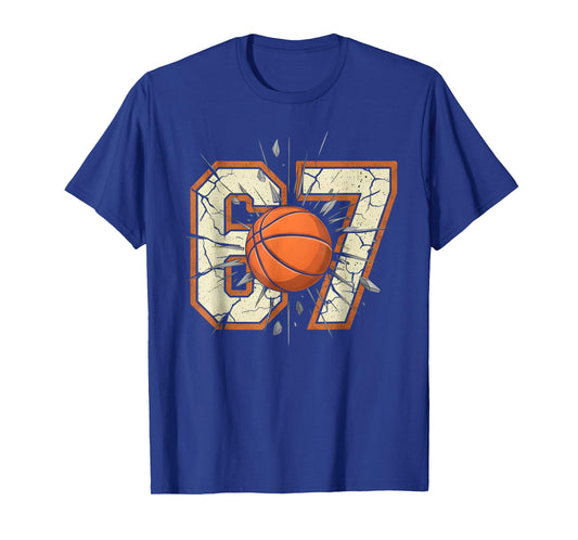 67 Basketball Vintage Number Six Seven 6 7 Meme Design Boys T-Shirt