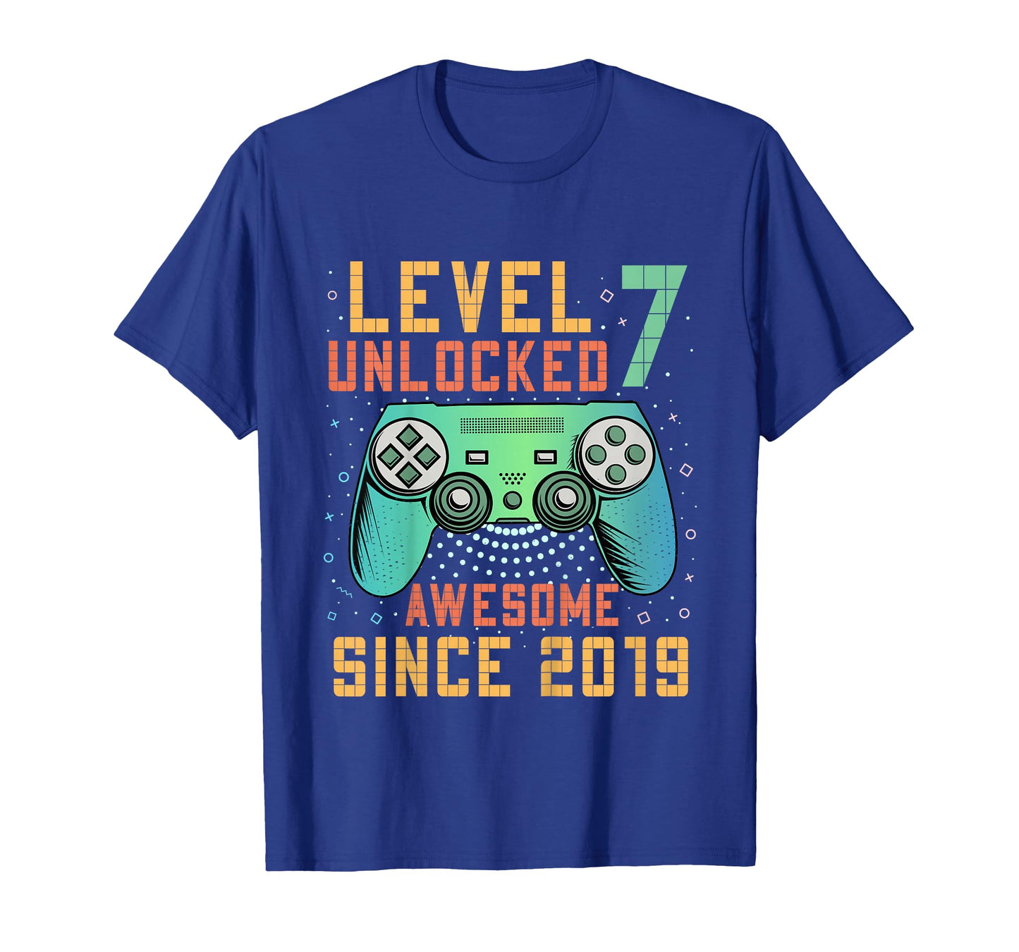 Kids Level 7 Unlocked Awesome Since 2019 7th Birthday Boy T-Shirt