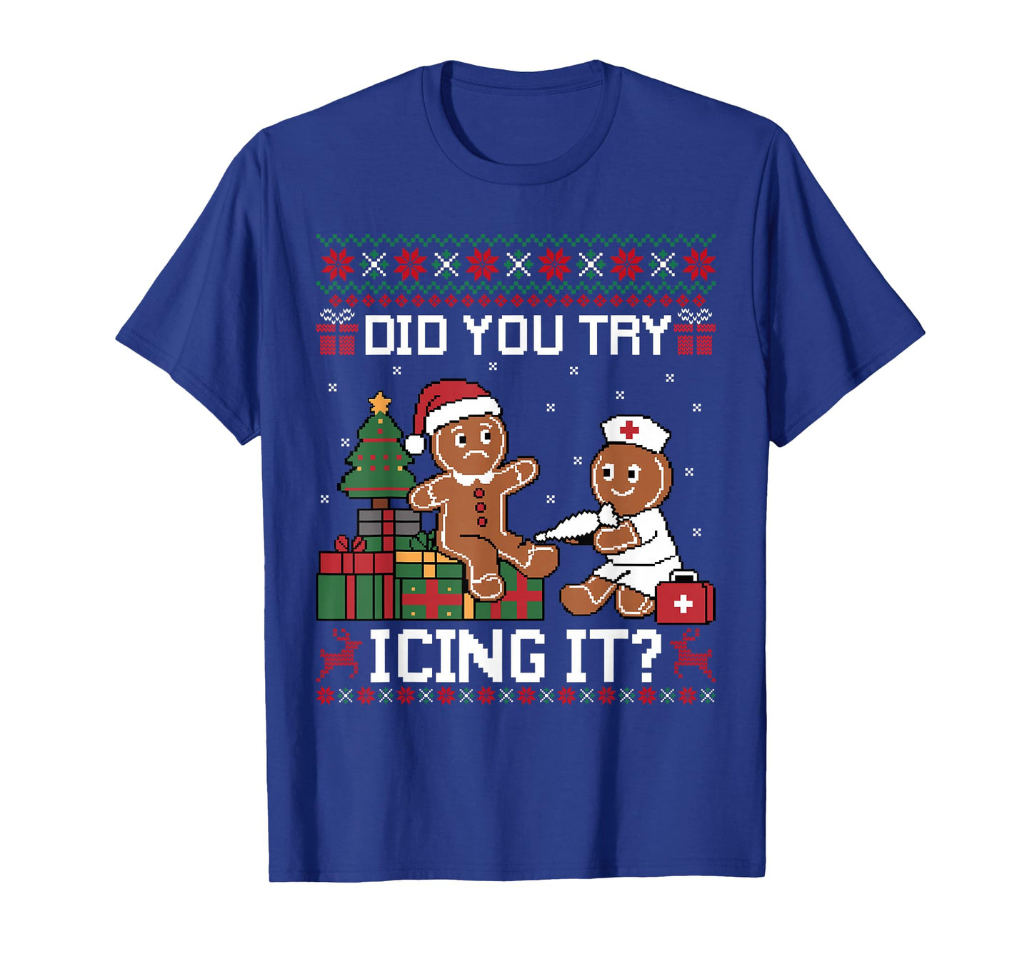 Retro Nurse Christmas Gingerbread Ugly Sweaters T-Shirt