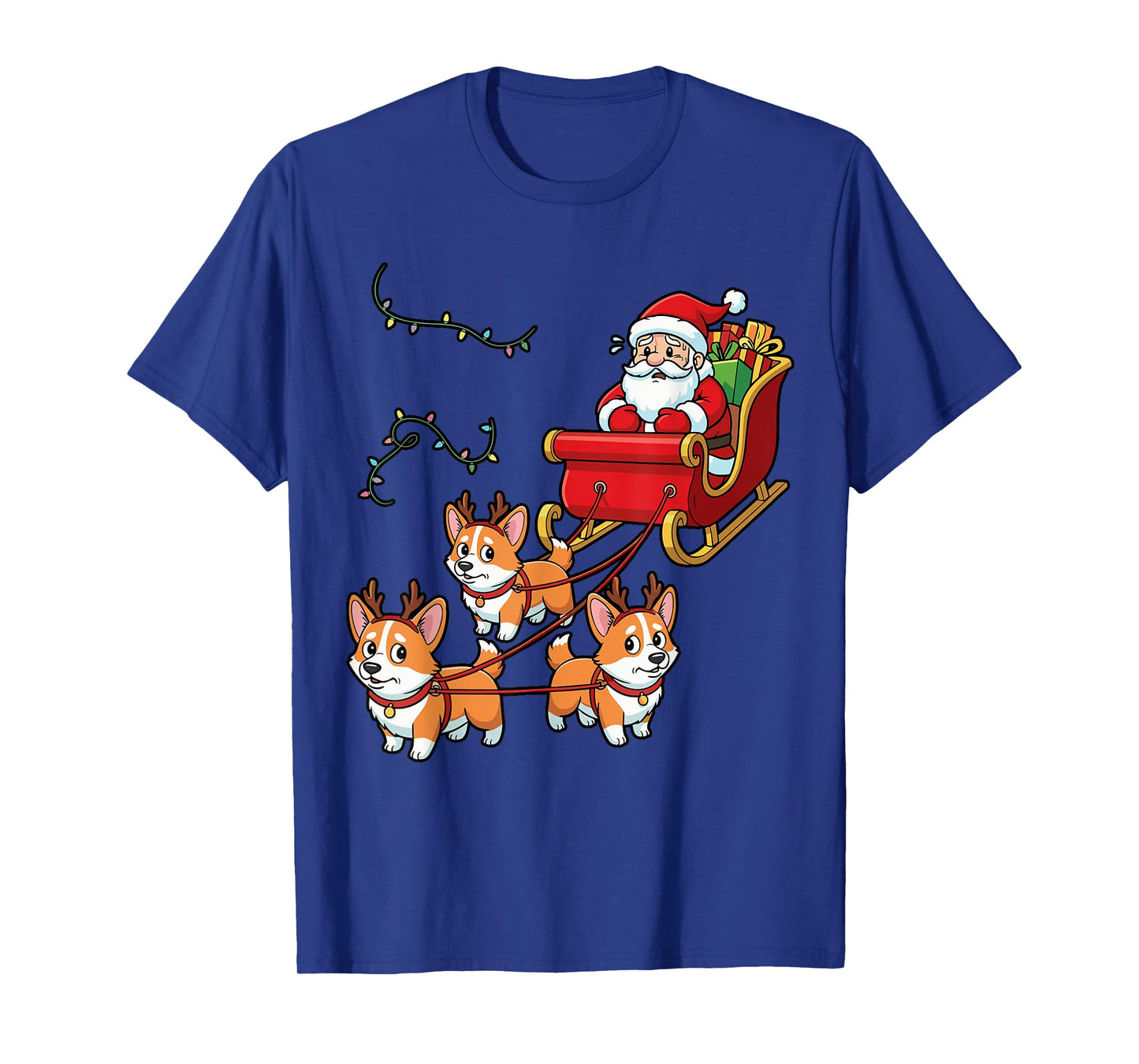 Dog Christmas Outfit, Corgi Christmas Santa Sleigh T-Shirt