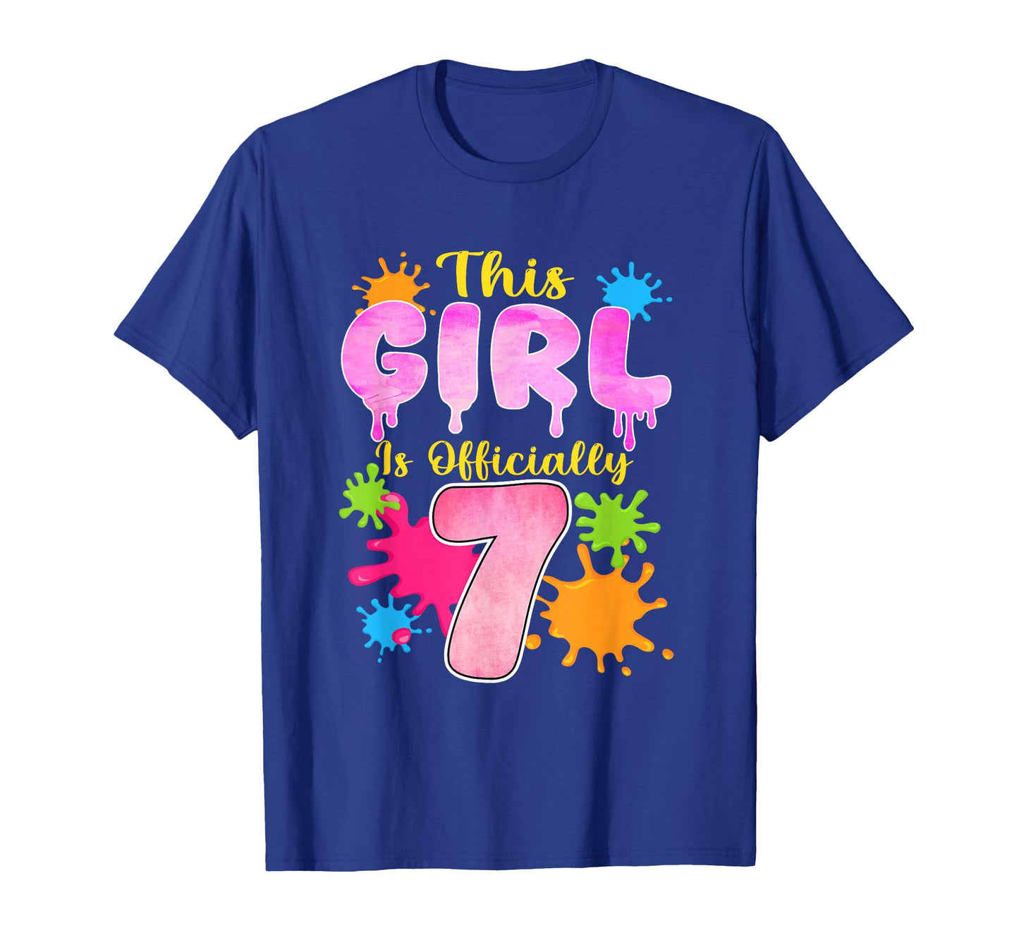 This Girl is Officially 7 Year Old Slime Themed 7th Birthday T-Shirt