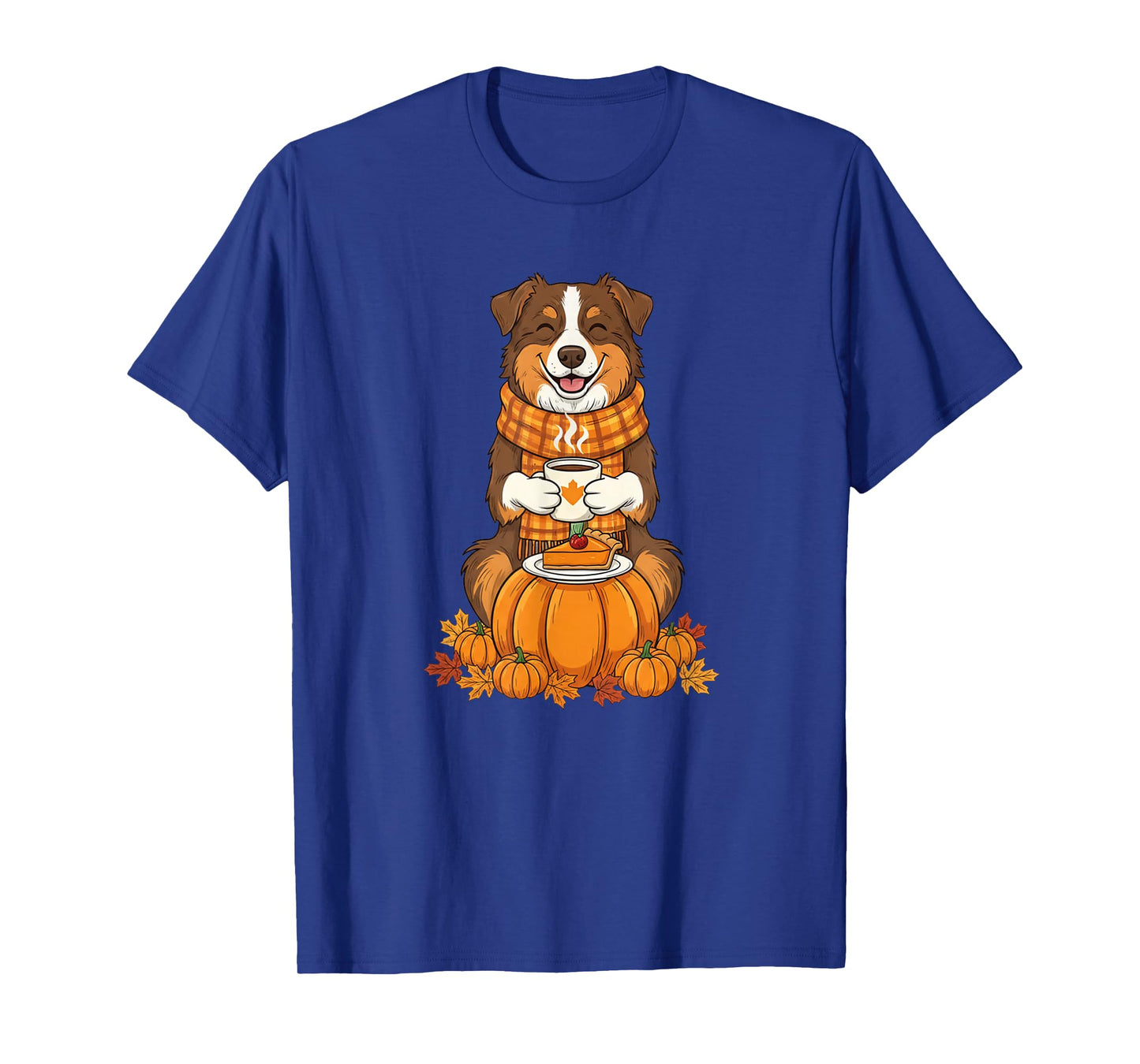 Australian Shepherd Autumn Thanksgiving Womens Mens Kids T-Shirt