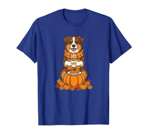 Australian Shepherd Autumn Thanksgiving Womens Mens Kids T-Shirt