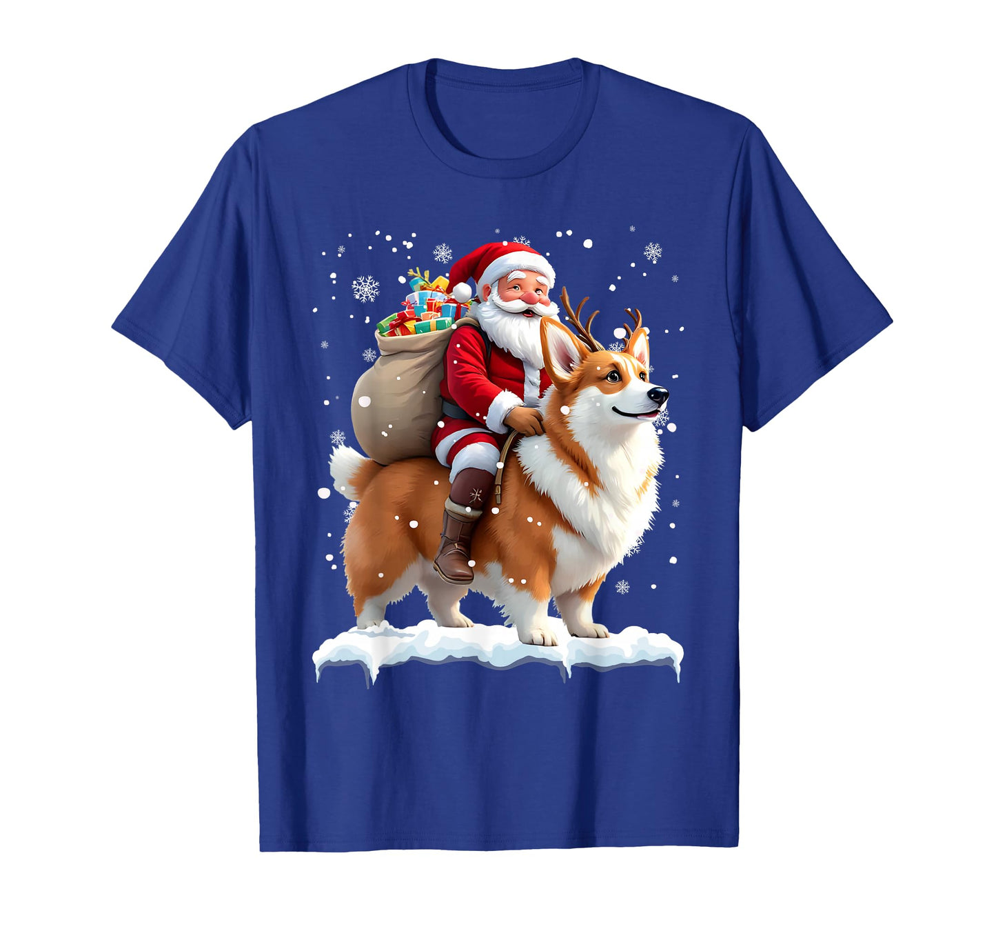 Merry Christmas 2025 Santa Riding Corgi Dog Xmas T-Shirt