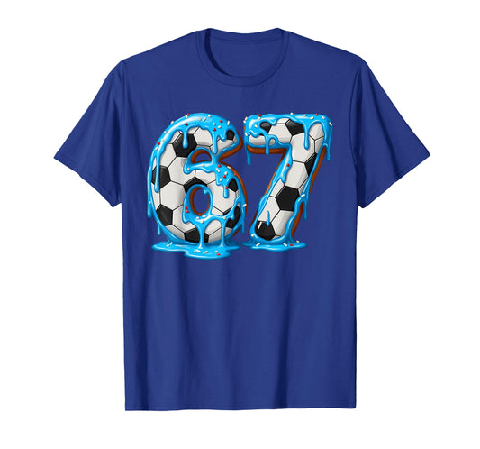Soccer 67 Six Seven Meme Ice Cream Drip Funny Gen Alpha T-Shirt