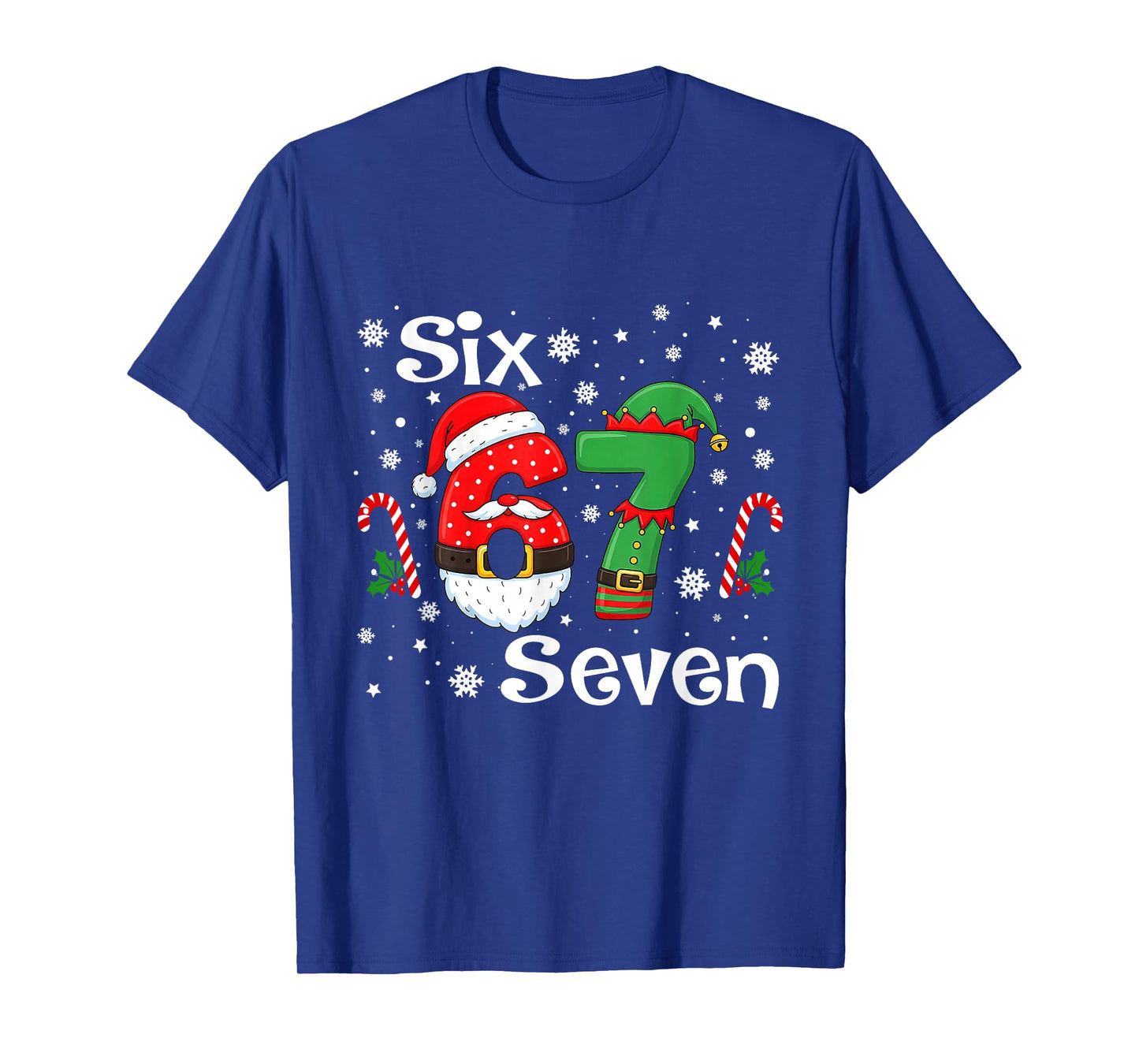 Funny Six Seven 67 Meme 6 7 Elf Santa Christmas Pajamas Kids T-Shirt