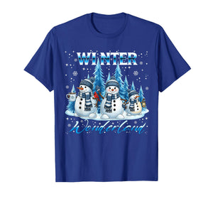 Winter Wonderland Snowman Family Snowflake Cozy Winter Scene T-Shirt