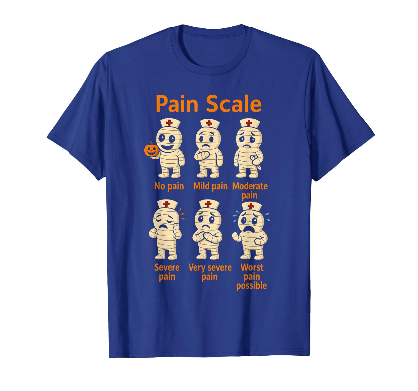 Pain Scale Cute Nurse Mummy Halloween Trauma Funny Nurse T-Shirt
