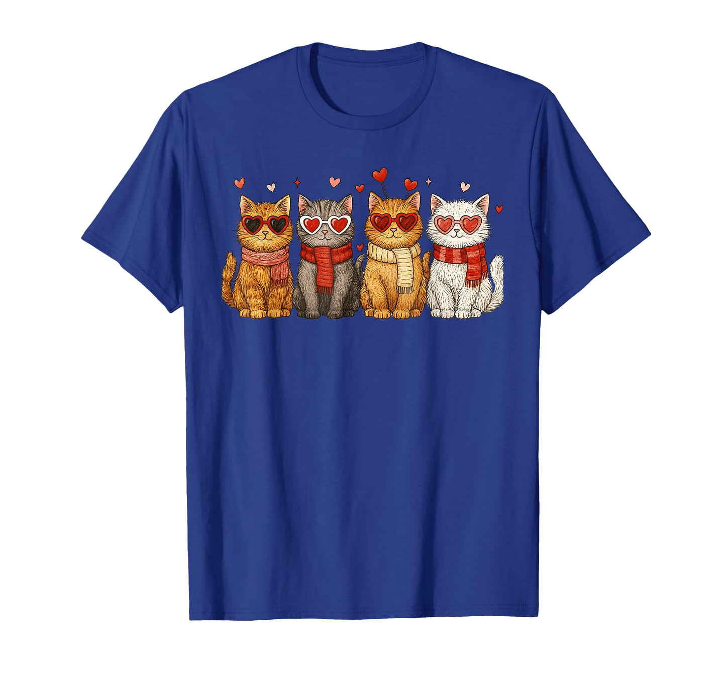 Happy Meowentines Cute Cat Valentine Funny Hearts Women Girl T-Shirt