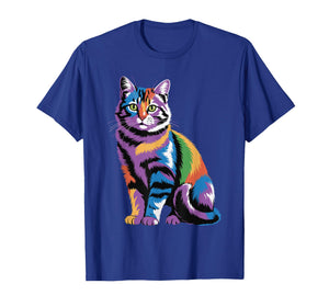 Tabby Cat Rainbow Vibrant Feline Spectrum Colorful Kitty T-Shirt