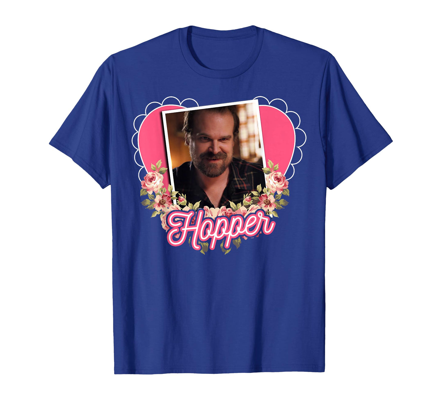 Stranger Things Jim Hopper Floral Frame Heart T-Shirt