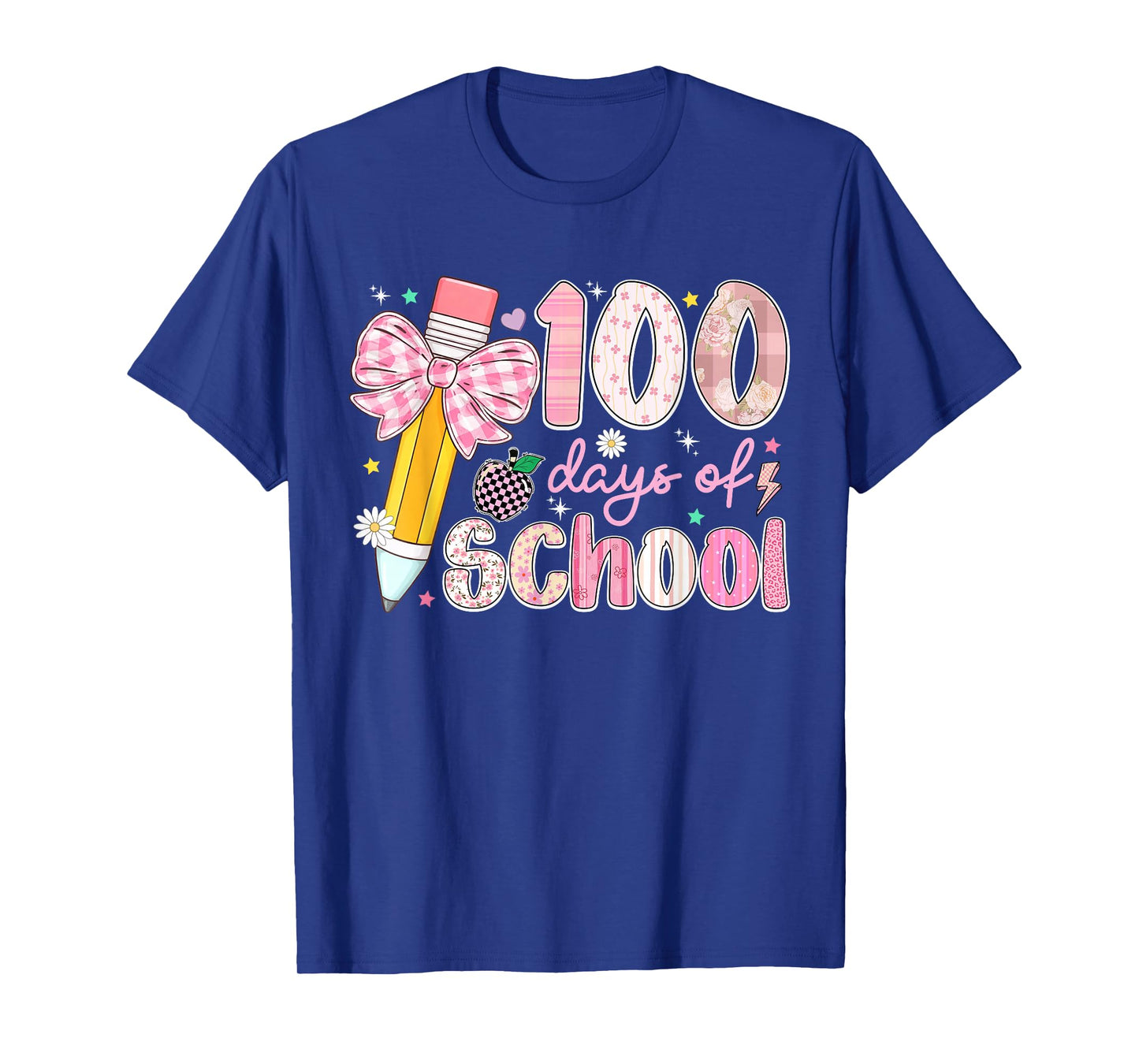 100 Days of School Girls Coquette Bow Pencil 100th Day T-Shirt