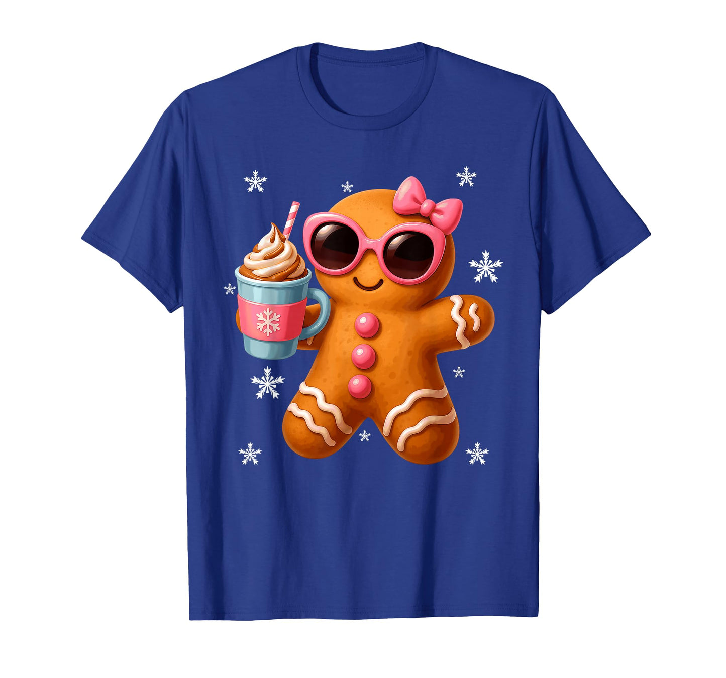 Gingerbread Drinking Hot Chocolate Merry Christmas Girls T-Shirt