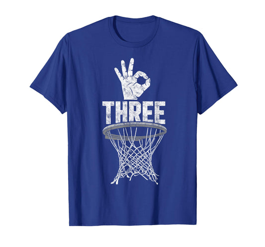 Three Points Throw Basketball Player Fan Dad Funny Joke Tee T-Shirt