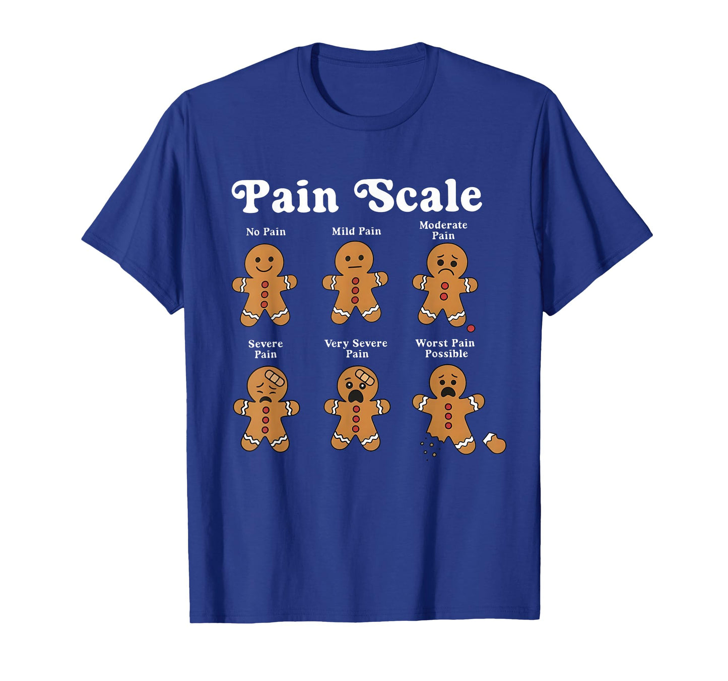 Pain Scale no Pain mild Pain Christmas Nurse Gingerbread T-Shirt