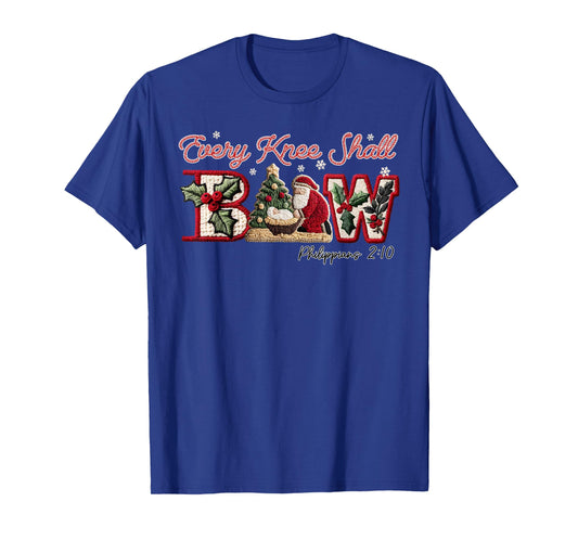 Every Knee Shall Bow Jesus Christian Xmas Christmas Holiday T-Shirt