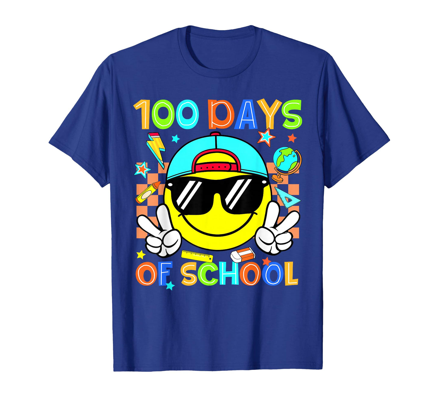 100 Days of School Groovy Smile Face Teacher Boy Kid T-Shirt