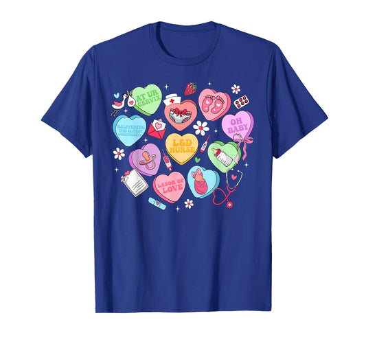 Valentine Labor and Delivery Nurse Heart Girl Women T-Shirt