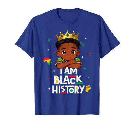 I Am Black History Afro Boy African American Boys Kids T-Shirt