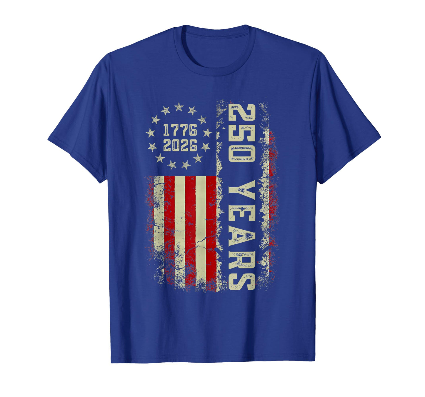 250 Years 1776-2026 250th Birthday USA American Flag Vintage T-Shirt