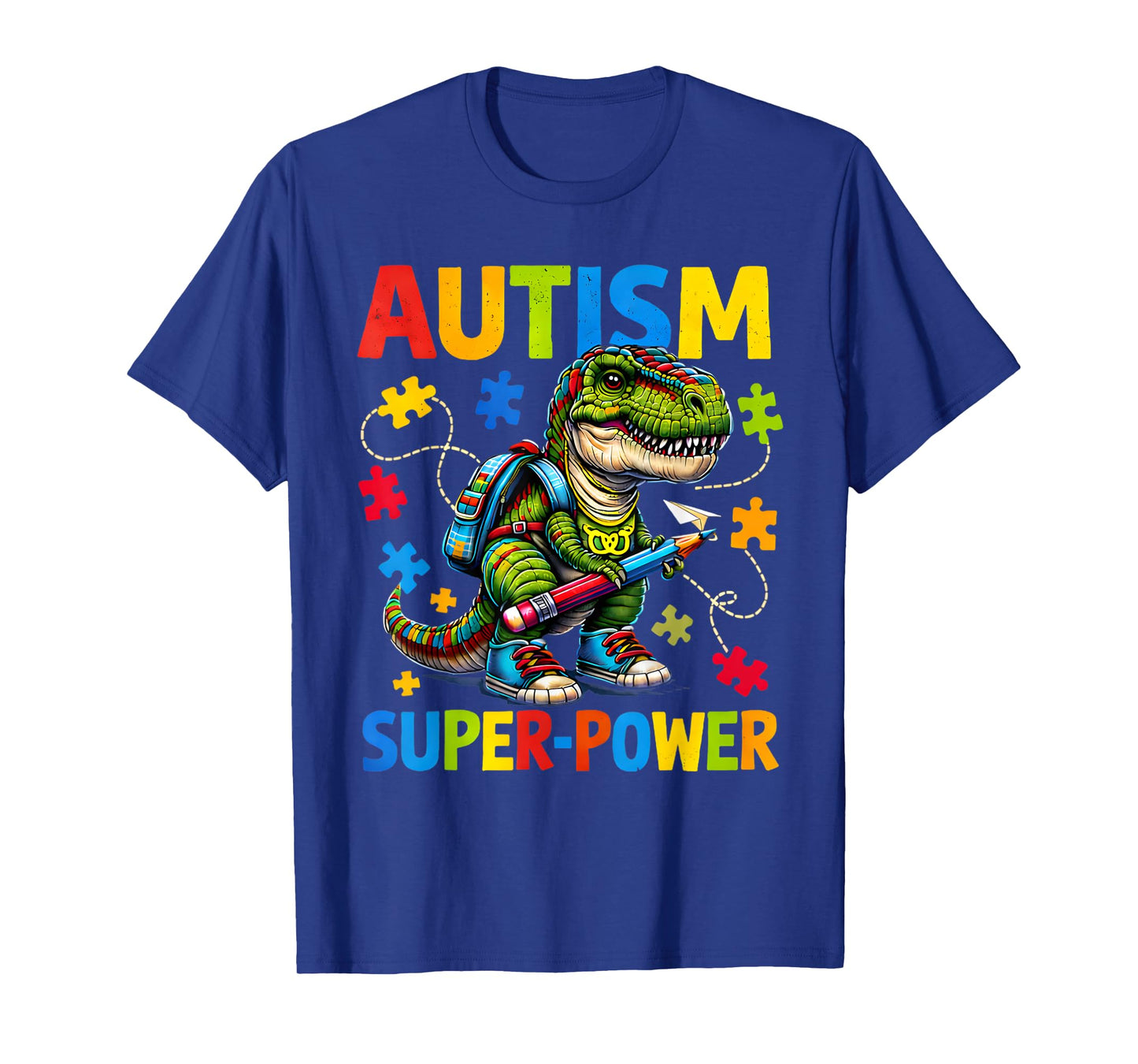 Autism is My Superpower Dino T Rex Puzzle T-Shirt
