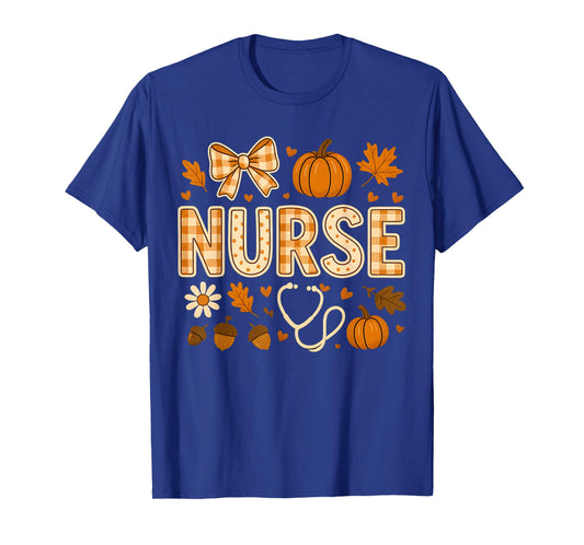 Retro Pumpkin Nurse Life Stethoscope Fall Autumn Funny Nurse T-Shirt