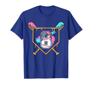 8th Birthday Baseball Bat Ice-Cream Drip 8yrs Old Boys Girls T-Shirt