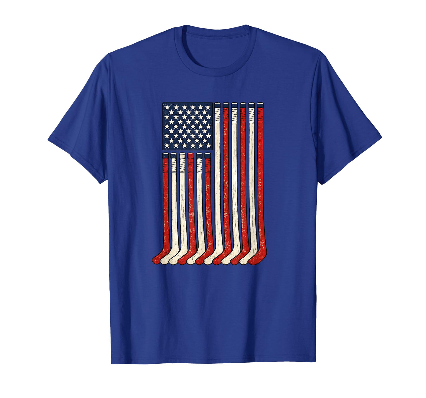 USA Flag Hockey Sticks Patriotic Ice Hockey 4th of July T-Shirt