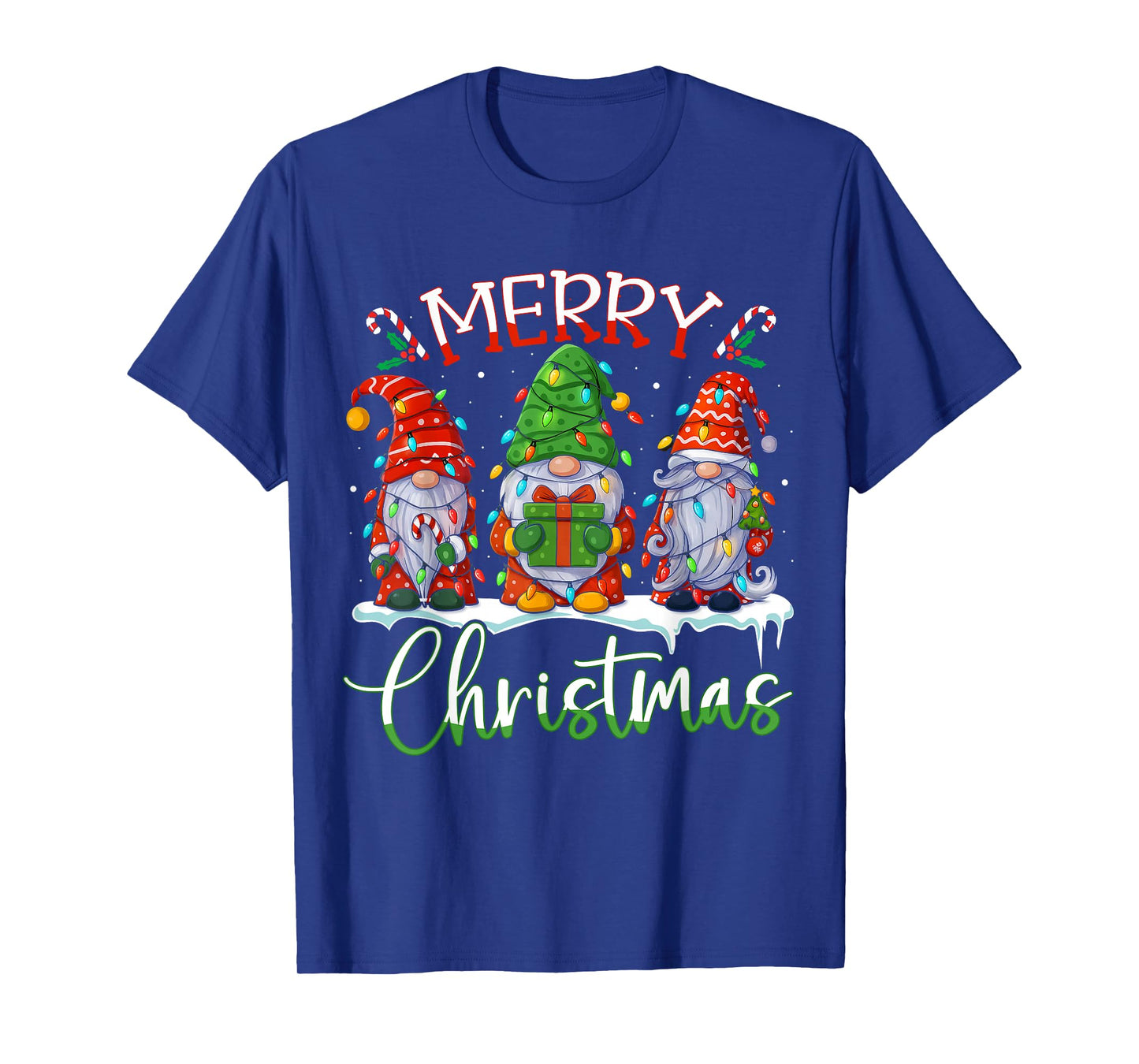 Cute Gnomes Merry Christmas Light Family Gnome Xmas Matching T-Shirt