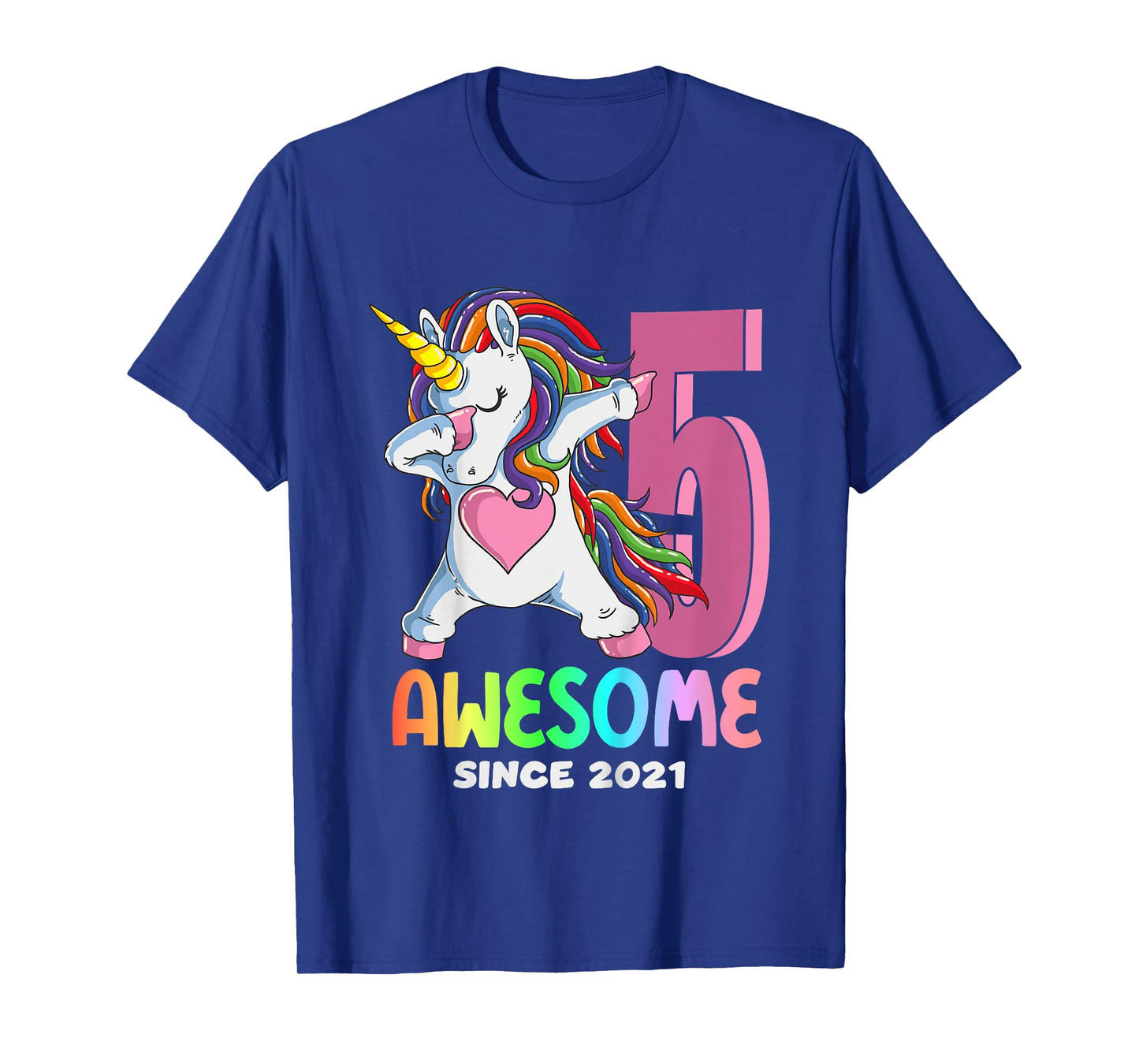 5th Birthday Girl Unicorn Shirt Awesome Since 2021 Toddler T-Shirt