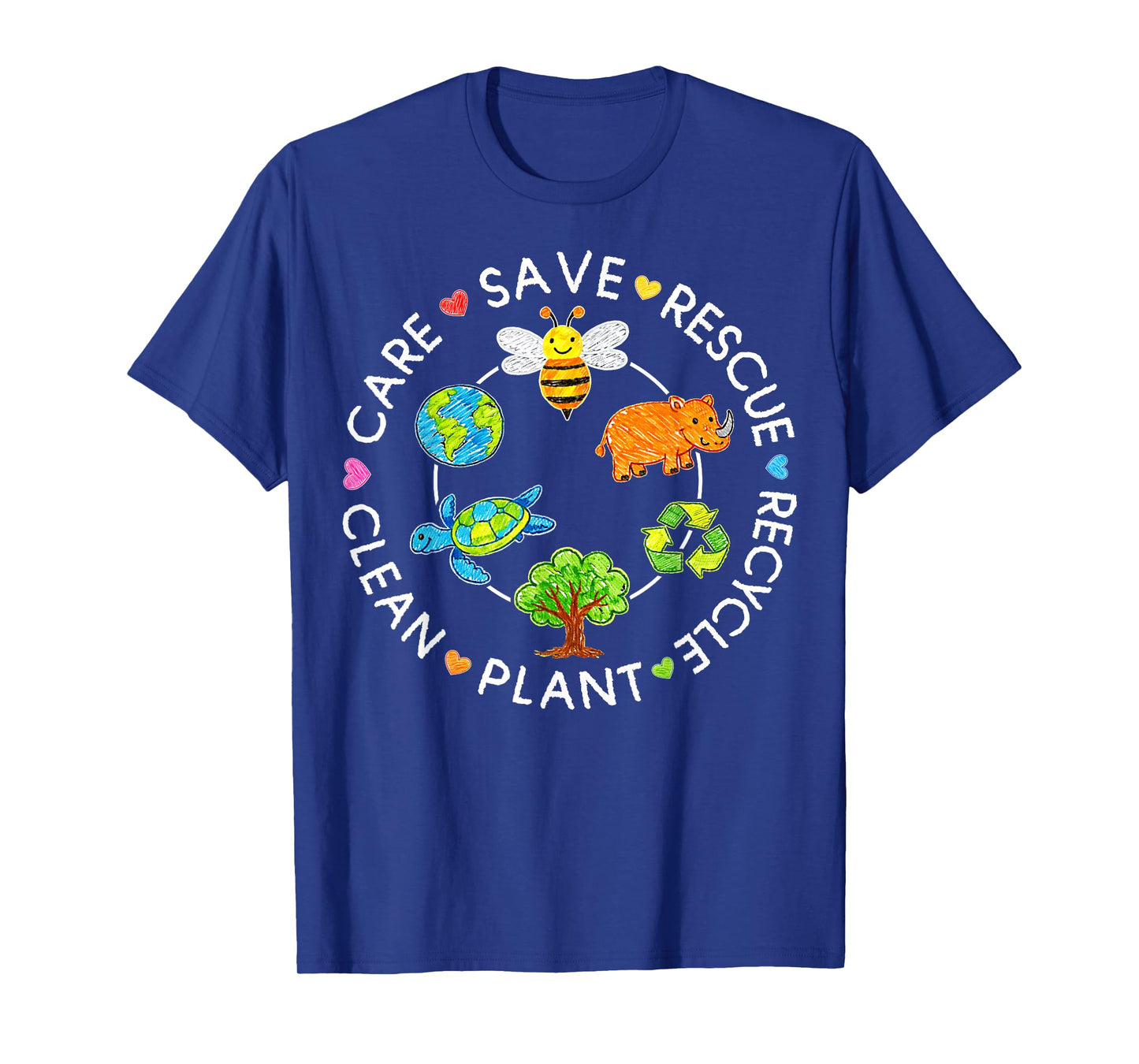 Save Rescue Recycle Clean Crayon Kids Earth Day Boys Girls T-Shirt