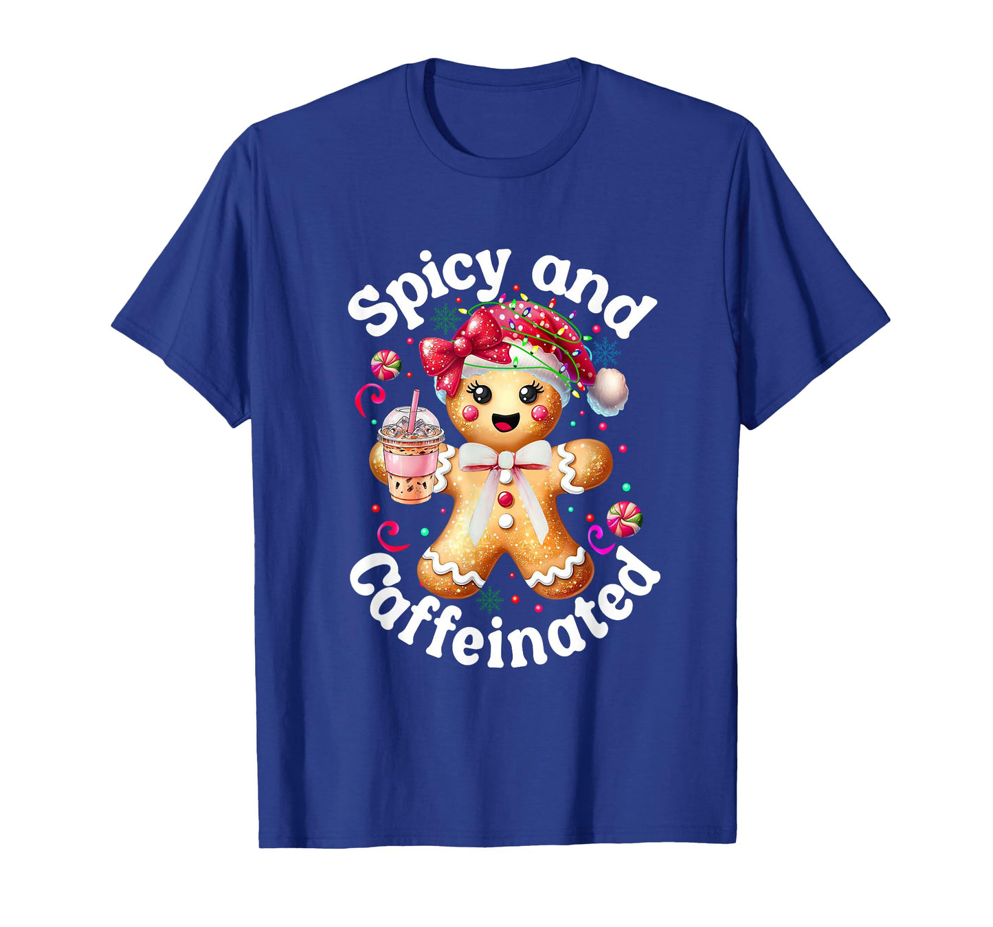 Spicy and Caffeinated Coffee Cute Gingerbread Christmas T-Shirt