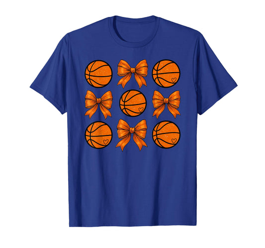 Basketball Bow Game Basketball Coquette Bow Women Girls T-Shirt