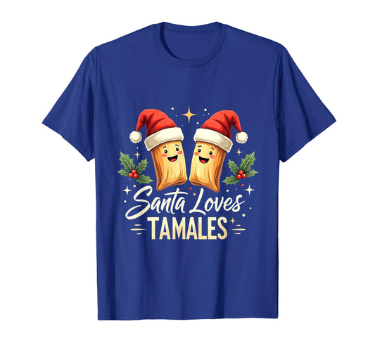 Santa Loves Tamales Mexican Tamale Vintage Christmas Navidad T-Shirt