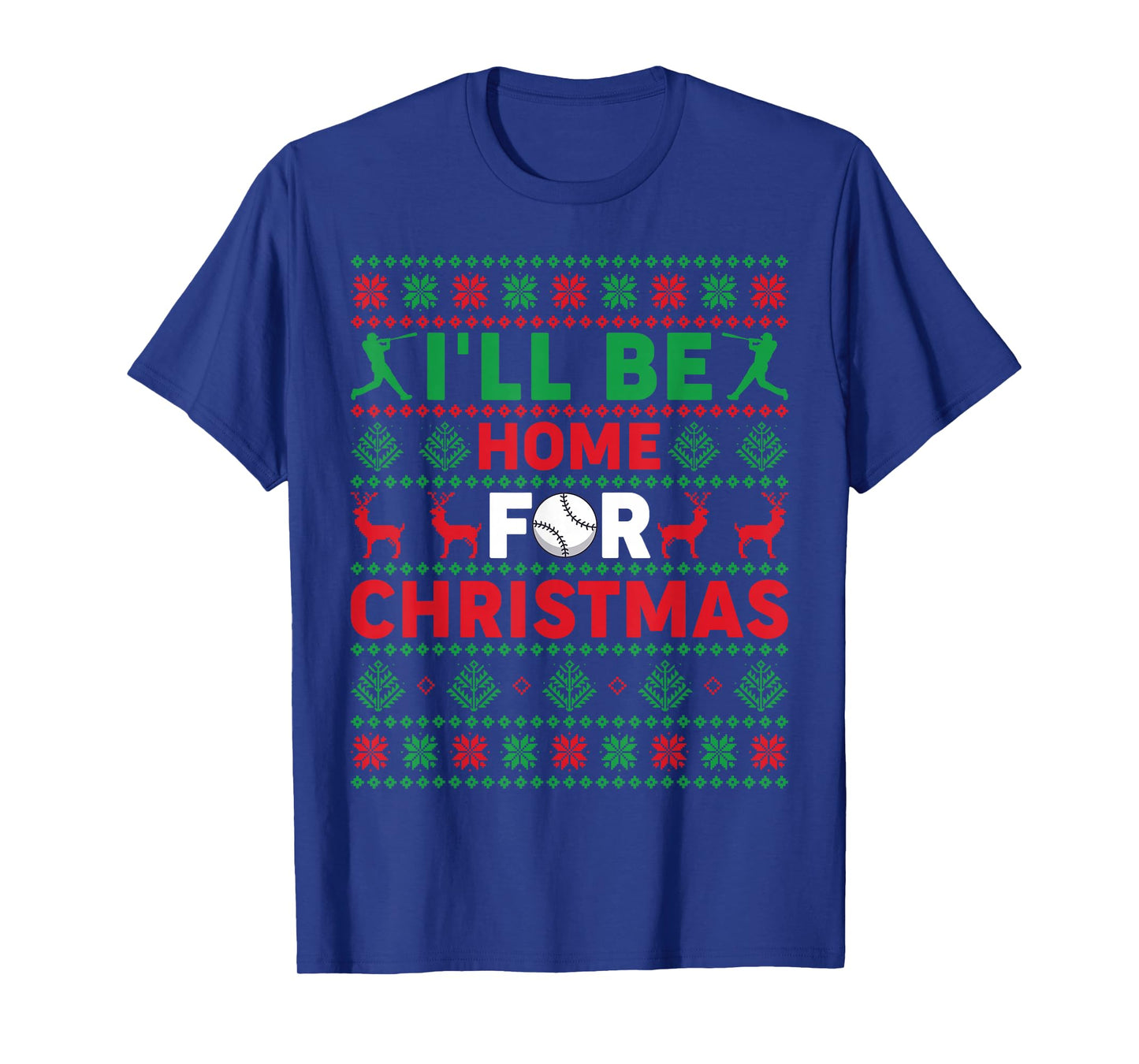 Funny Xmas PJs Women I'll Be Home for Christmas Baseball T-Shirt