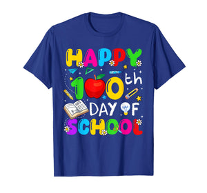 Happy 100 Days of School Apple Crayon Teacher Boy Girl Kids T-Shirt