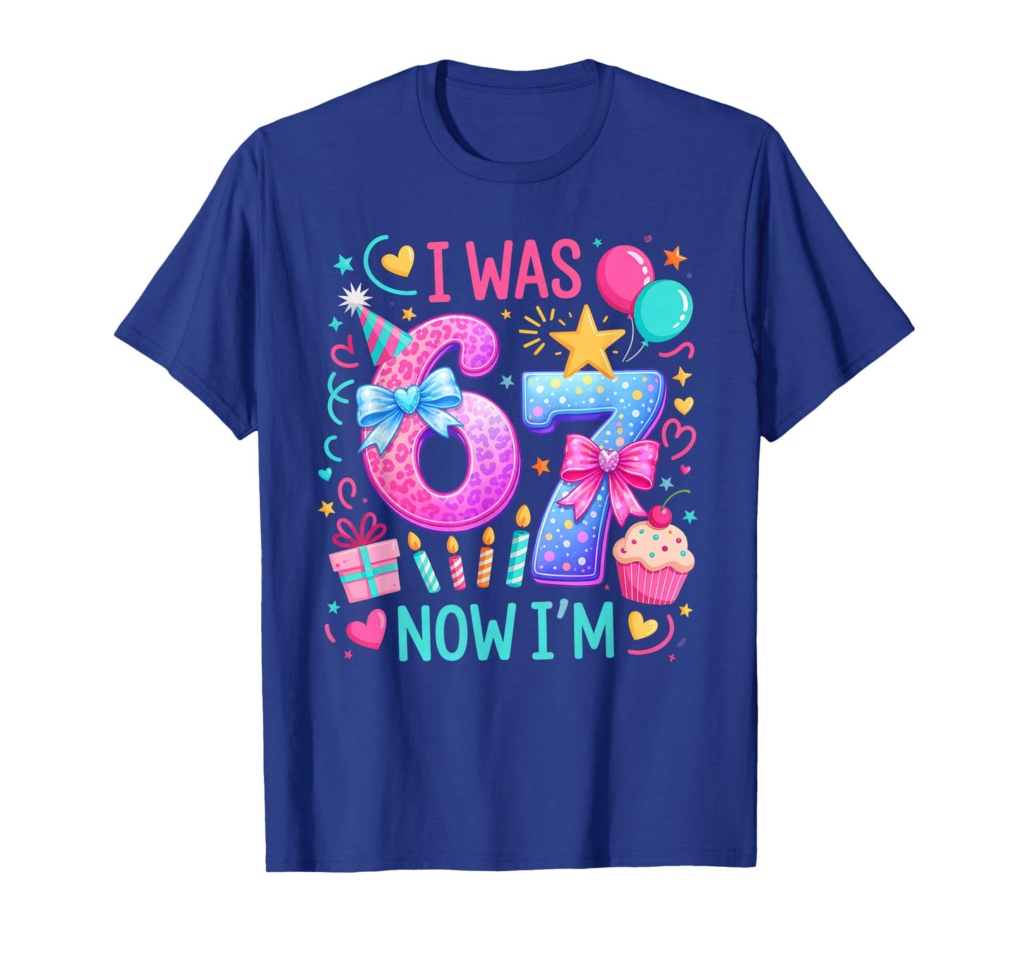 7th Birthday Girl I was 6 Now I'm 7 Year Old Kids Birthday T-Shirt