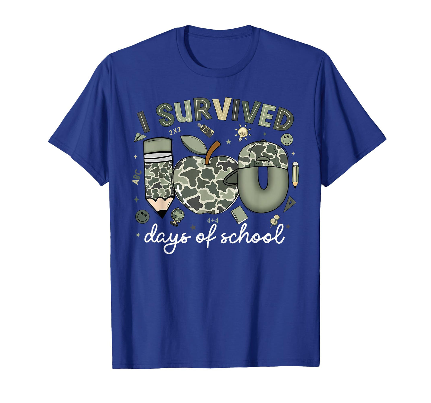 I Survived 100 Days of School Boys Camo 100th Day Teacher T-Shirt