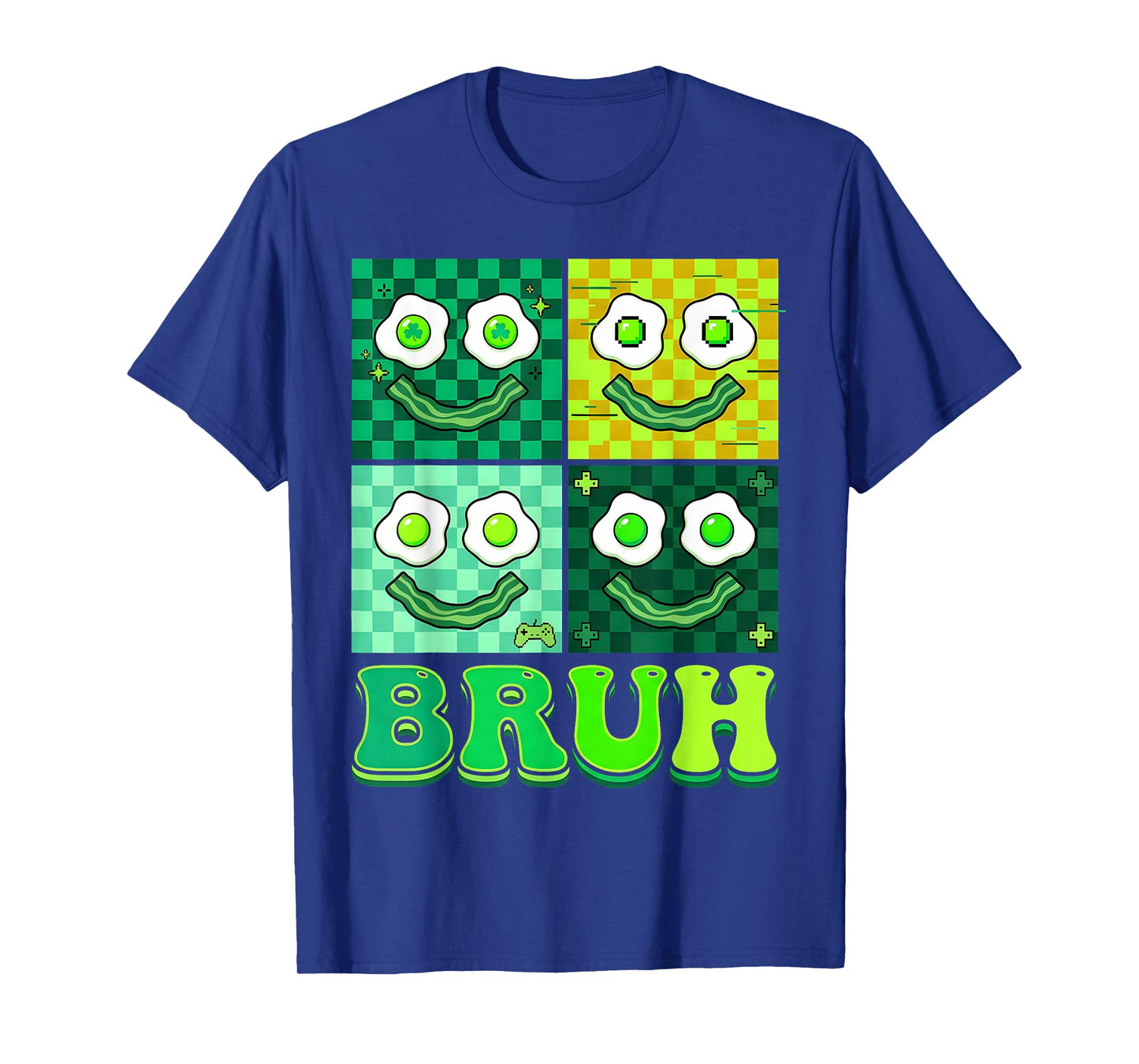 Green Face Eggs and Bacon Breakfast St Patricks Groovy T-Shirt