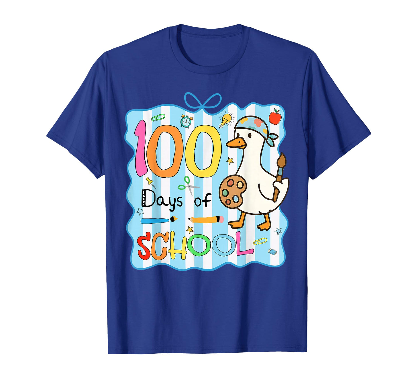 100 Days of School Art Goose 100th Day of School Boys Girls T-Shirt