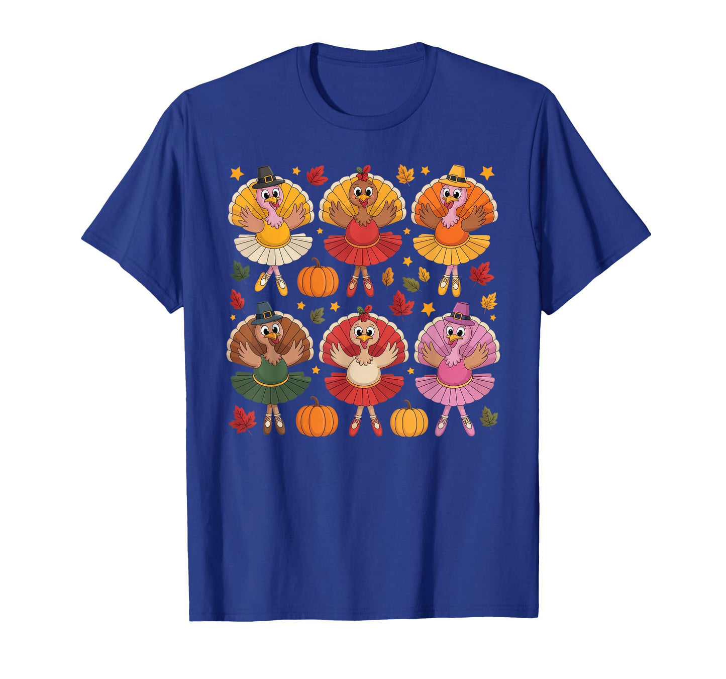 Autumn Ballerinas Dancing Cute Turkey Thanksgiving Girls T-Shirt