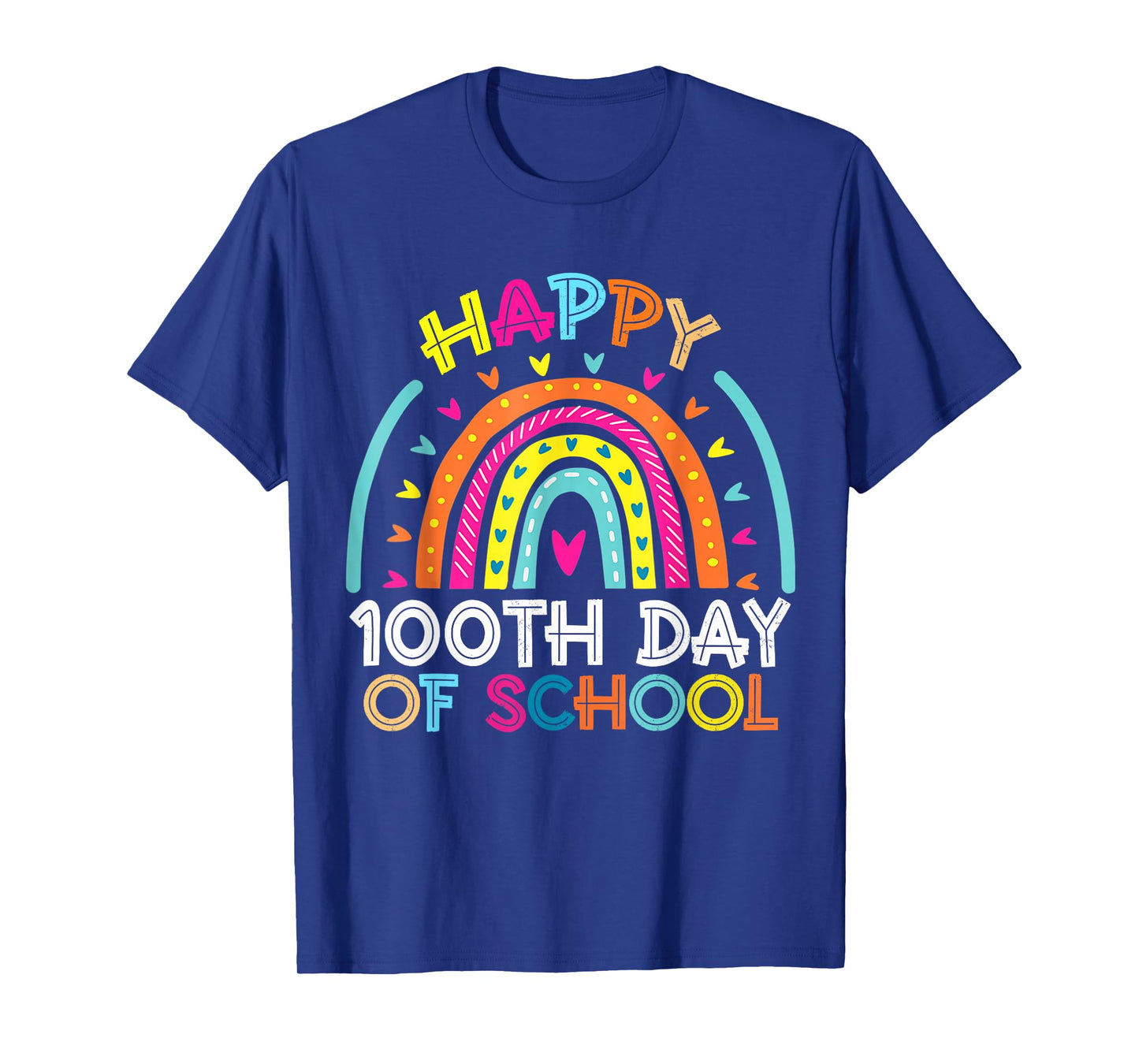 Happy 100th Day of School Teacher Kids 100 Days Rainbow T-Shirt